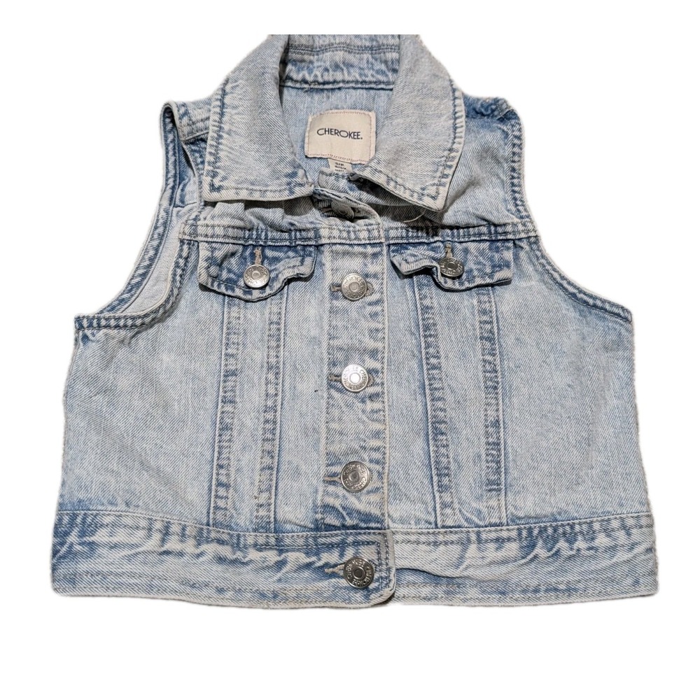 INFANT TODDLER GIRLS DENIM VEST S 6 CHEROKEE UNISEX BLUE JEAN WESTERN COWBOY